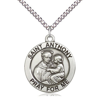 Sterling Silver Saint Anthony Medal Catholic Jewelry Engraved Catholic Saint Jewelry