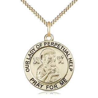 14kt Gold Filled Our Lady of Perpetual Help Medal Catholic Jewelry Engraved Catholic Saint Jewelry