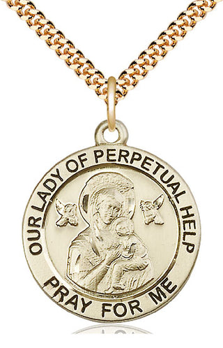 14kt Gold Filled Our Lady of Perpetual Help Medal Catholic Jewelry Engraved Catholic Saint Jewelry