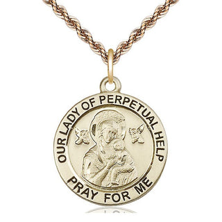 14kt Gold Filled Our Lady of Perpetual Help Medal Catholic Jewelry Engraved Catholic Saint Jewelry