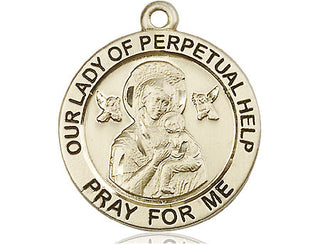 14kt Gold Our Lady of Perpetual Help Medal Engraved Catholic Saint Jewelry