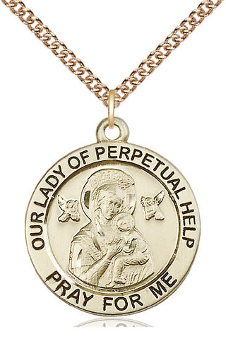 14kt Gold Our Lady of Perpetual Help Medal Engraved Catholic Saint Jewelry
