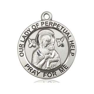 Pewter Our Lady of Perpetual Help Medal Engraved Catholic Saint Jewelry