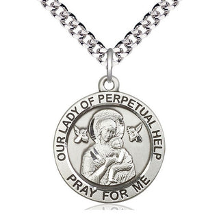 Pewter Our Lady of Perpetual Help Medal Catholic Jewelry Engraved Catholic Saint Jewelry