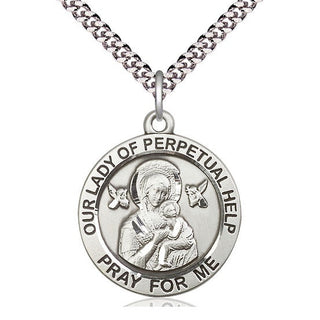 Sterling Silver Our Lady of Perpetual Help Medal Catholic Jewelry Engraved Catholic Saint Jewelry