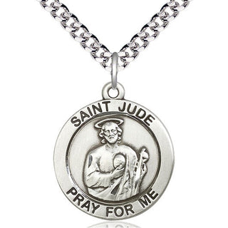 Sterling Silver Saint Jude Medal Catholic Jewelry Engraved Catholic Saint Jewelry