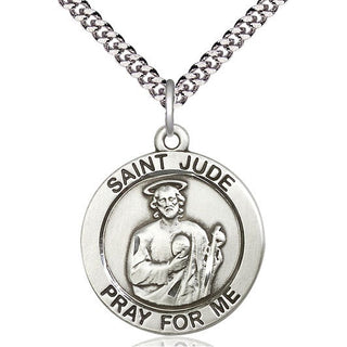 Sterling Silver Saint Jude Medal Catholic Jewelry Engraved Catholic Saint Jewelry