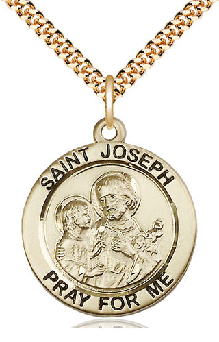 14kt Gold Filled Saint Joseph Medal Catholic Jewelry Engraved Catholic Saint Jewelry