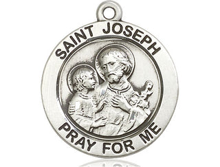 Sterling Silver Saint Joseph Medal Catholic Jewelry Engraved Catholic Saint Jewelry