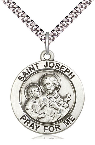 Sterling Silver Saint Joseph Medal Catholic Jewelry Engraved Catholic Saint Jewelry