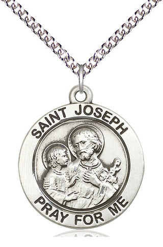 Sterling Silver Saint Joseph Medal Catholic Jewelry Engraved Catholic Saint Jewelry
