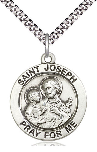 Sterling Silver Saint Joseph Medal Catholic Jewelry Engraved Catholic Saint Jewelry
