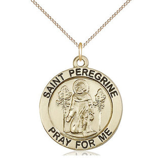 14kt Gold Saint Peregrine Medal Engraved Catholic Saint Jewelry