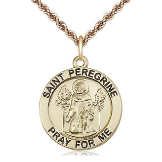 14kt Gold Saint Peregrine Medal Engraved Catholic Saint Jewelry