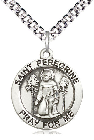 Sterling Silver Saint Peregrine Medal Catholic Jewelry Engraved Catholic Saint Jewelry