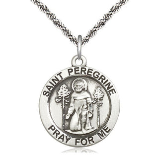 Sterling Silver Saint Peregrine Medal Catholic Jewelry Engraved Catholic Saint Jewelry