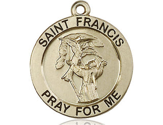 14kt Gold Filled Saint Francis of Assisi Medal Engraved Catholic Saint Jewelry
