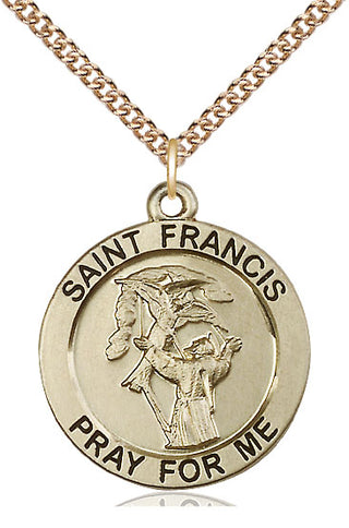 14kt Gold Filled Saint Francis of Assisi Medal Catholic Jewelry Engraved Catholic Saint Jewelry