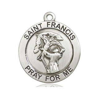 Sterling Silver Saint Francis of Assisi Medal Catholic Jewelry Engraved Catholic Saint Jewelry