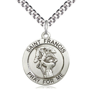 Sterling Silver Saint Francis of Assisi Medal Catholic Jewelry Engraved Catholic Saint Jewelry