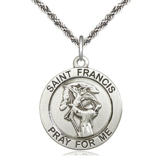 Sterling Silver Saint Francis of Assisi Medal Catholic Jewelry Engraved Catholic Saint Jewelry