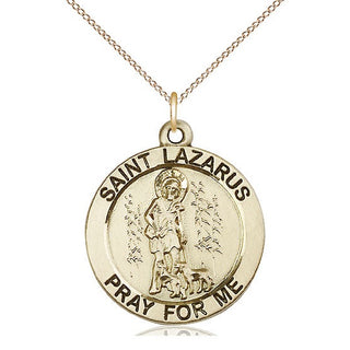 14kt Gold Filled Saint Lazarus Medal Catholic Jewelry Engraved Catholic Saint Jewelry