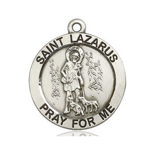 Sterling Silver Saint Lazarus Medal Catholic Jewelry Engraved Catholic Saint Jewelry