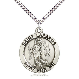 Sterling Silver Saint Lazarus Medal Catholic Jewelry Engraved Catholic Saint Jewelry