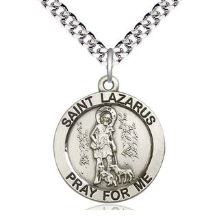 Sterling Silver Saint Lazarus Medal Catholic Jewelry Engraved Catholic Saint Jewelry