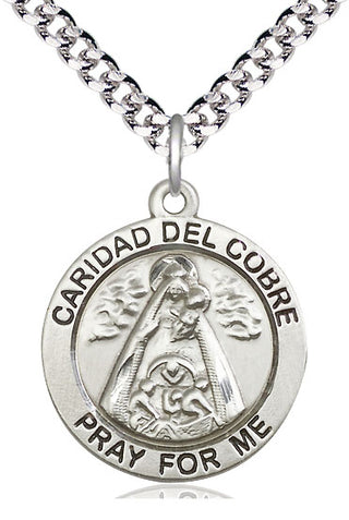 Sterling Silver Caridad del Cobre Medal Catholic Jewelry Engraved Catholic Saint Jewelry