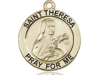 14kt Gold Filled Saint Theresa Medal Engraved Catholic Saint Jewelry