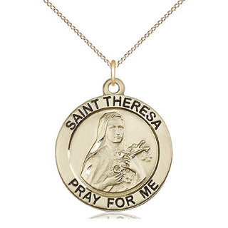 14kt Gold Filled Saint Theresa Medal Catholic Jewelry Engraved Catholic Saint Jewelry