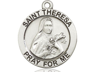Sterling Silver Saint Theresa Medal Catholic Jewelry Engraved Catholic Saint Jewelry
