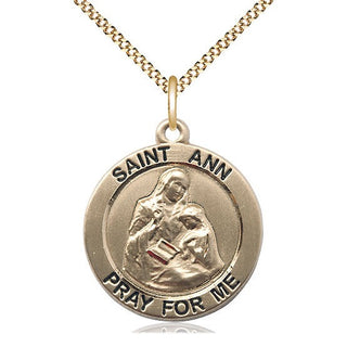 14kt Gold Filled Saint Ann Medal Catholic Jewelry Engraved Catholic Saint Jewelry