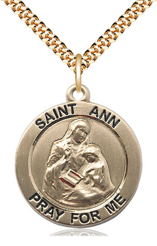 14kt Gold Filled Saint Ann Medal Catholic Jewelry Engraved Catholic Saint Jewelry