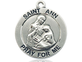 Sterling Silver Saint Ann Medal Catholic Jewelry Engraved Catholic Saint Jewelry