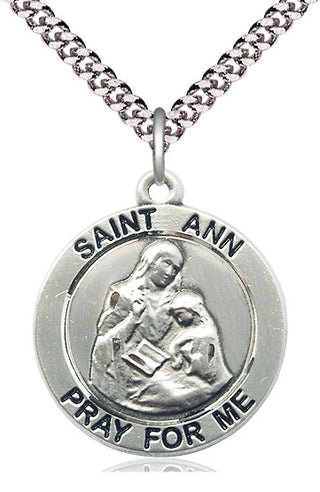 Sterling Silver Saint Ann Medal Catholic Jewelry Engraved Catholic Saint Jewelry