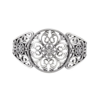 14K White Filigree Cuff 7" Bracelet