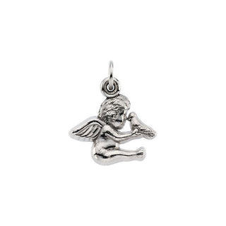 14K White 12x12 mm Cherub Pendant 