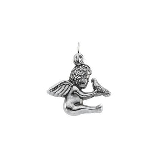 14K White 16x17 mm Cherub Pendant 