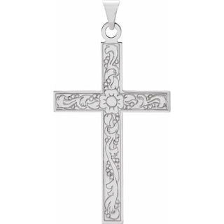 14K White 39x25 mm Cross Pendant