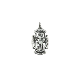 Sterling Silver 33x20.5 mm Saint Florian Medal