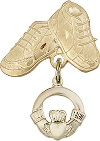 14kt Gold Filled Baby Boots Claddagh Baby Badge