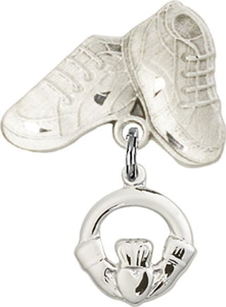 Sterling Silver Baby Boots Claddagh Baby Badge