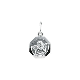 14K White 8 mm Angel Pendant