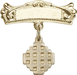 14kt Gold Badge Pin Jerusalem Cross Baby Badge