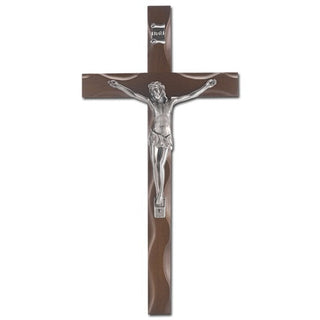 10" Walnut Crucifix with Antique Silver Corpus