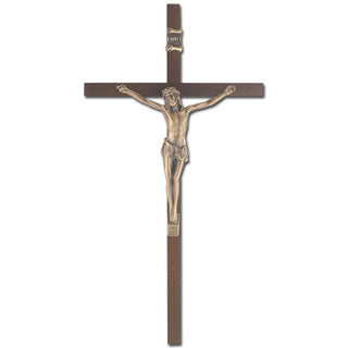 10" Walnut Crucifix with Museum Gold Corpus