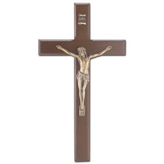 10" Walnut Crucifix with Museum Gold Corpus