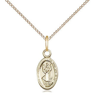 14kt Gold Saint Christopher Medal Engraved Catholic Saint Jewelry